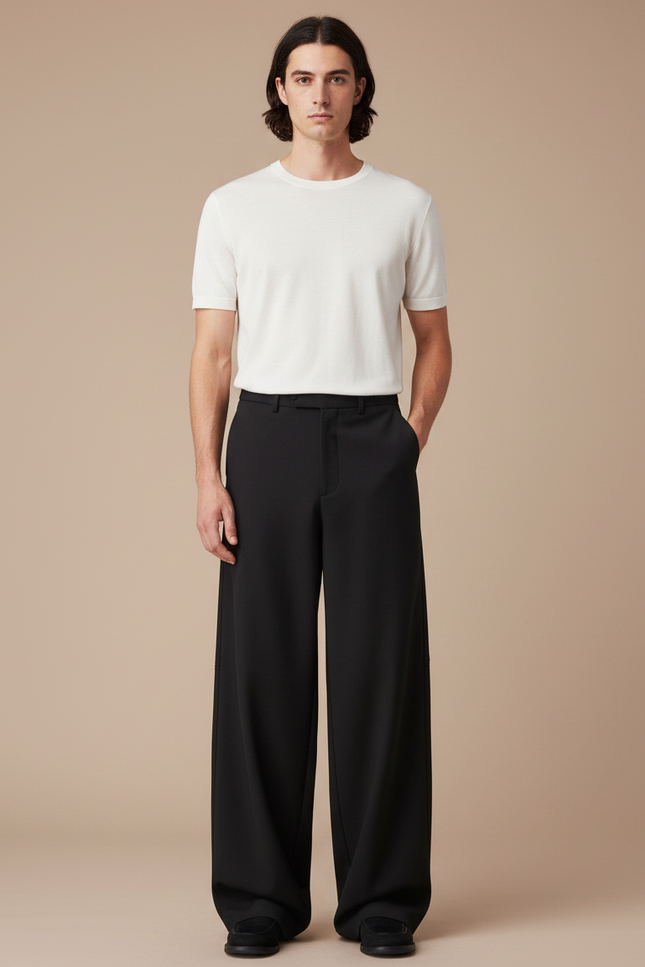 Pantalon Japonais Homme Noir Ample Hakama - Polyester