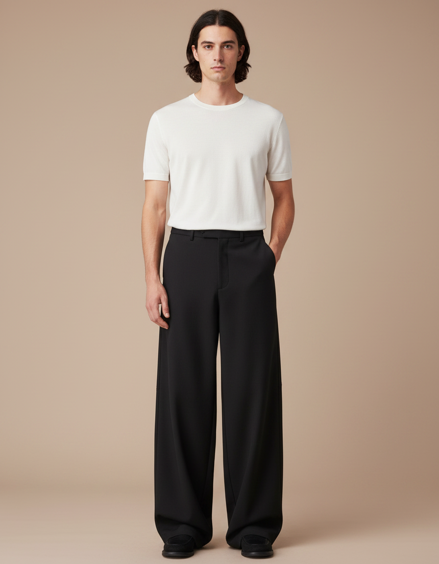 Pantalon Japonais Homme Noir Ample Hakama - Polyester