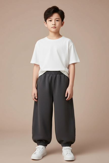 Pantalon Japonais Gris Ample Décontracté Confortable - Molleton