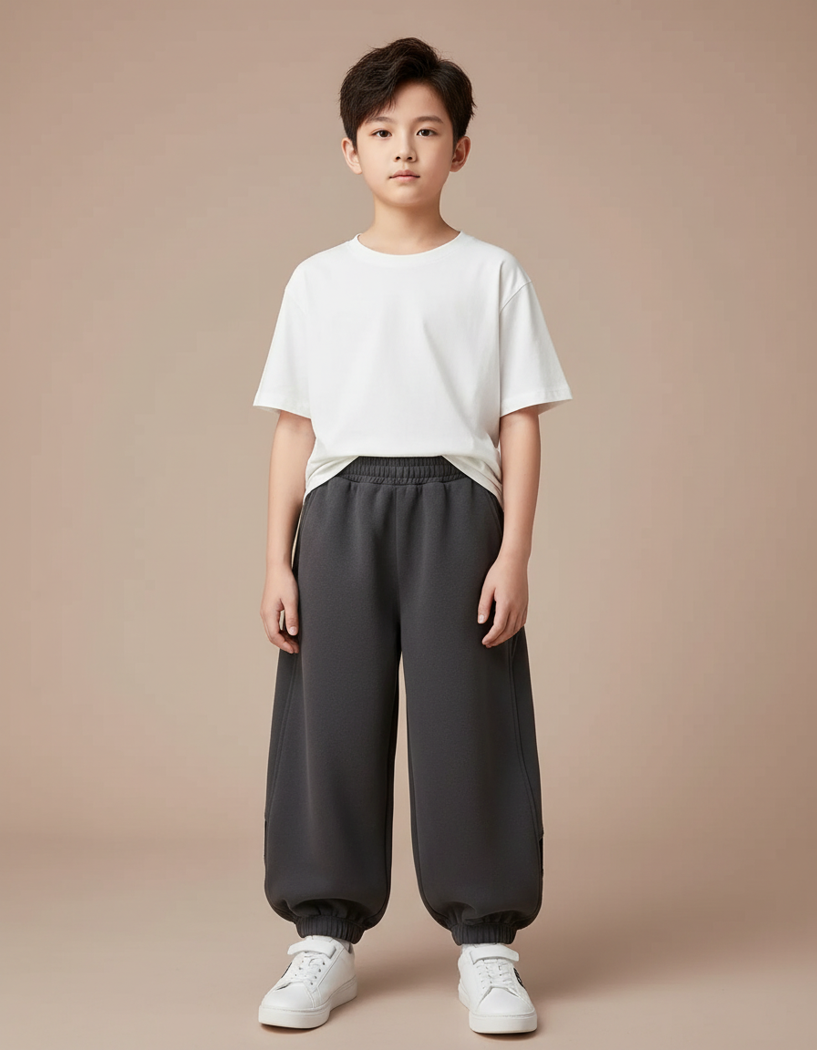 Pantalon Japonais Gris Ample Décontracté Confortable - Molleton