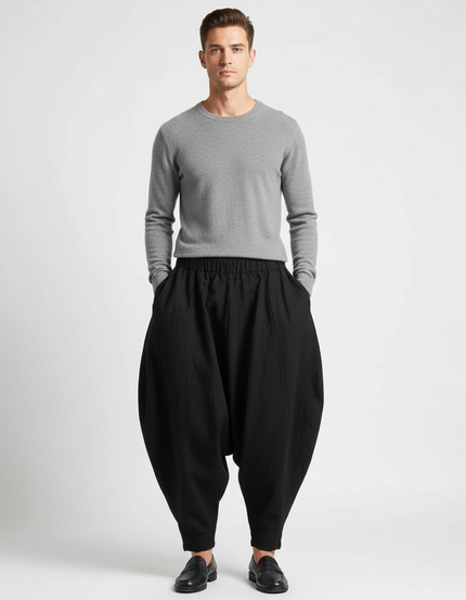 Pantalon Japonais Noir Ample Coton Sarouel Homme