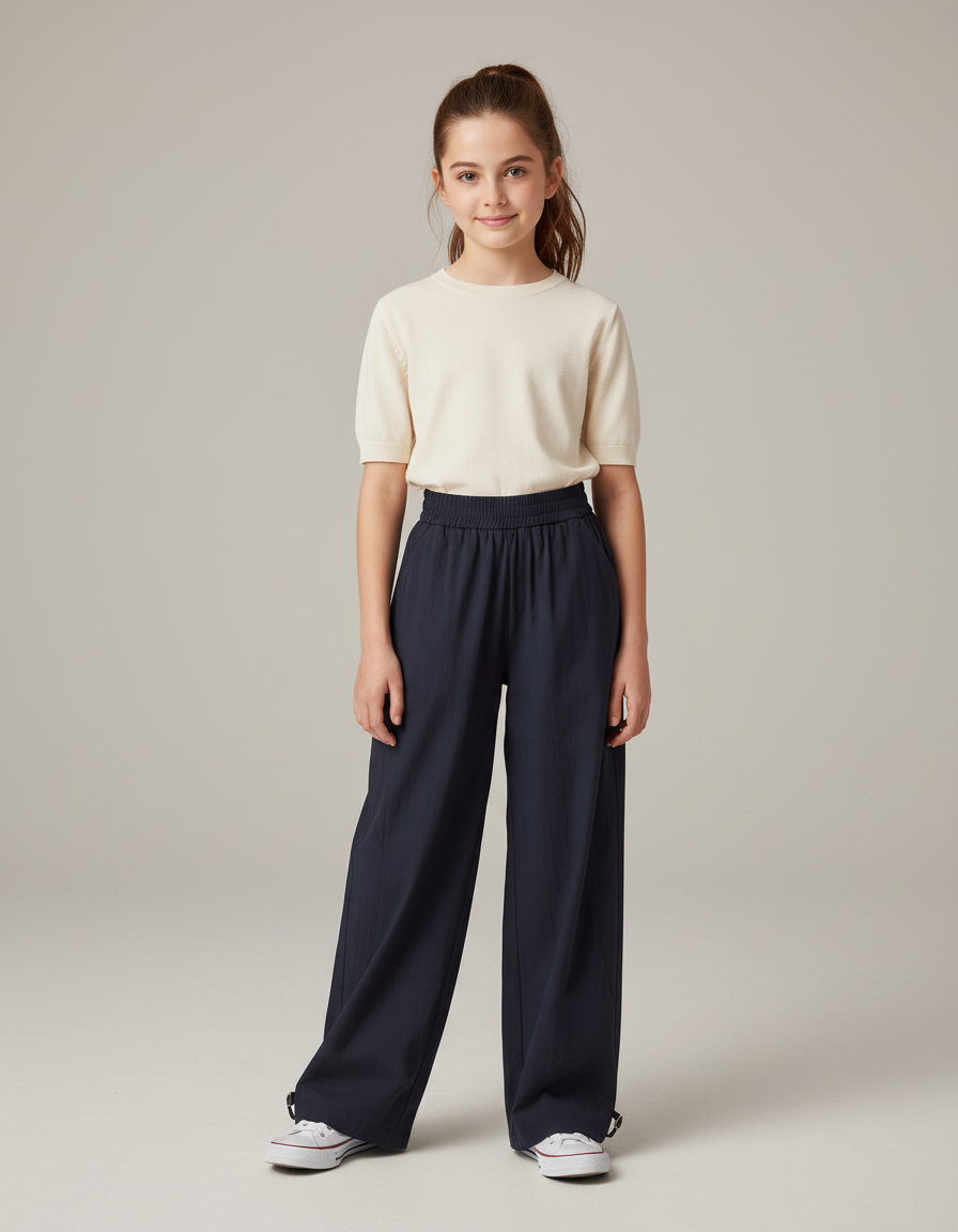Pantalon Japonais Bleu Marine Fluide Ample Décontracté - Lin