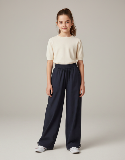 Pantalon Japonais Bleu Marine Fluide Ample Décontracté - Lin