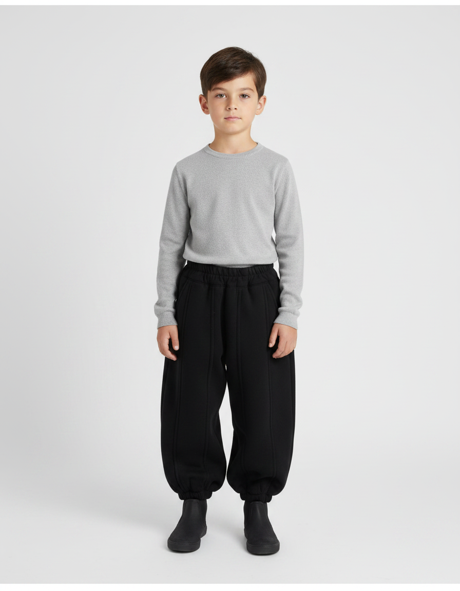 Pantalon Japonais Noir Ample Molleton Épais Enfant
