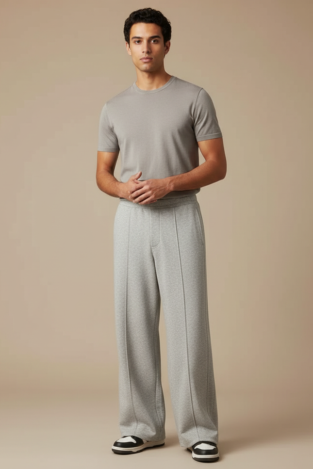 Pantalon Japonais Gris Ample Coton Confortable Décontracté - Molleton
