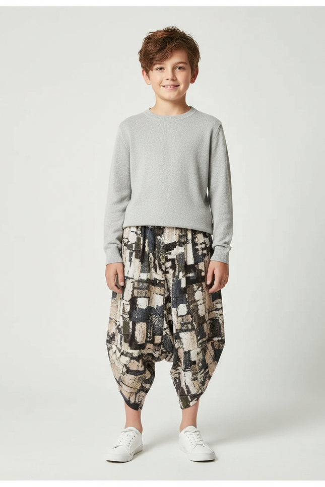 Pantalon Japonais Harem Imprimé Ample Décontracté Enfant - Multicolore Coton