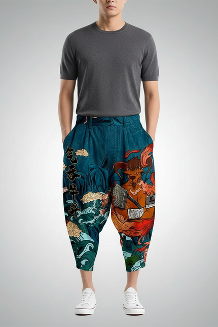 Pantalon Japonais Harem Imprimé Ample Décontracté Homme - Polyester