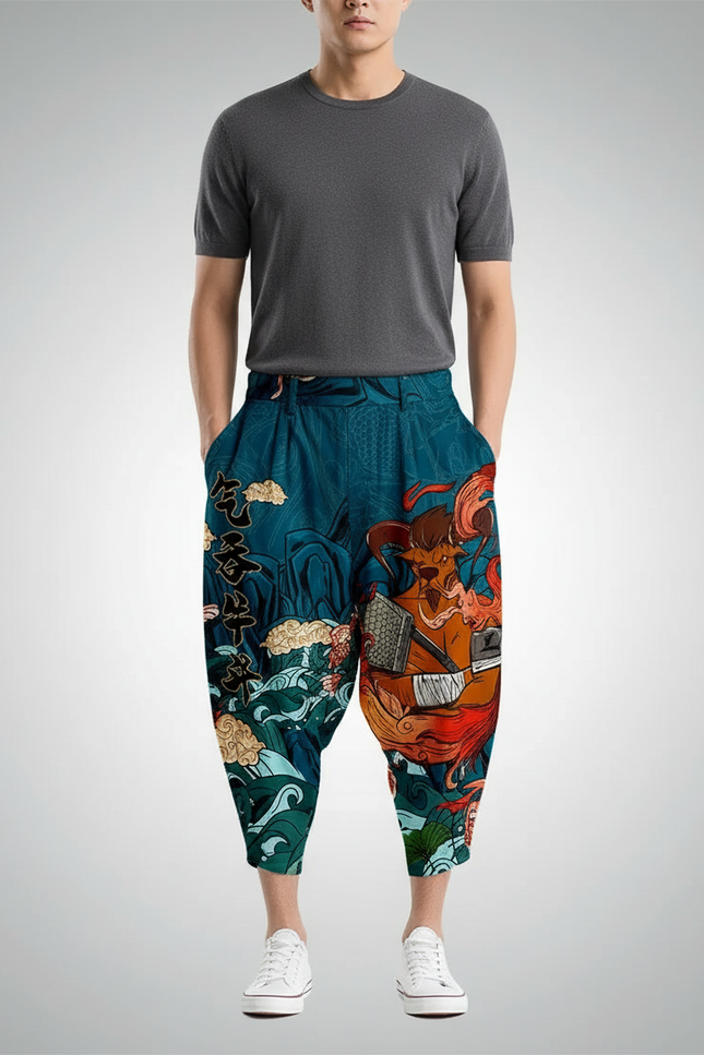 Pantalon Japonais Harem Imprimé Ample Décontracté Homme - Polyester