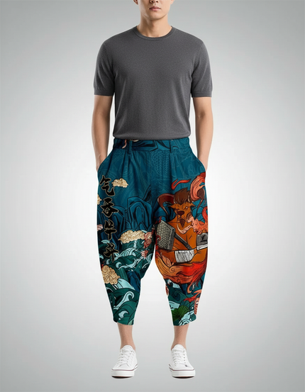 Pantalon Japonais Harem Imprimé Ample Décontracté Homme - Polyester
