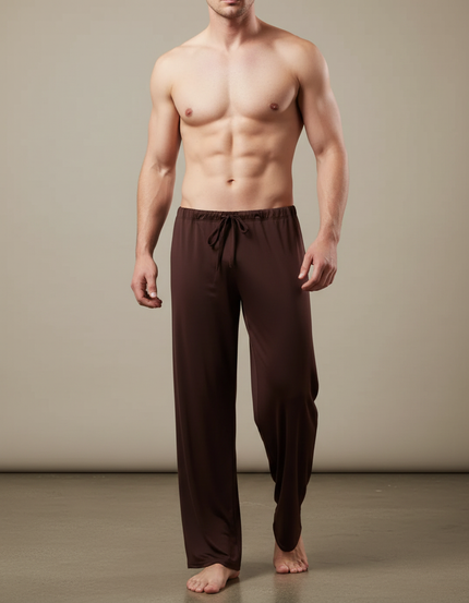 Pantalon Japonais Marron Ample Fluide Cordon Homme - Viscose