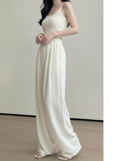 Pantalon Japonais Blanc Fluide Ample Décontracté Chic - Viscose