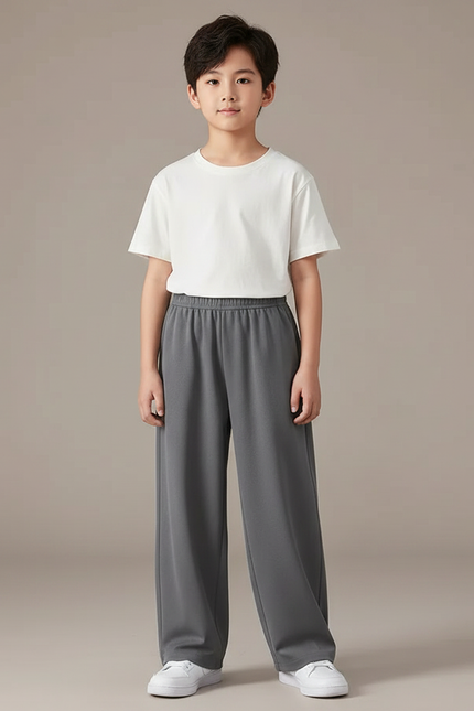 Pantalon Japonais Gris Ample Décontracté Garçon - Molleton