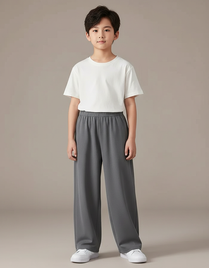 Pantalon Japonais Gris Ample Décontracté Garçon - Molleton