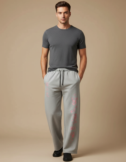 Pantalon Japonais Gris Ample Sakura Décontracté Homme - Molleton