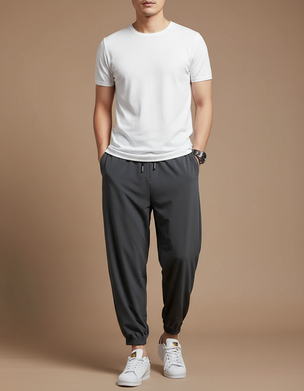 Pantalon Japonais Gris Fluide Décontracté Sport Homme - Polyester