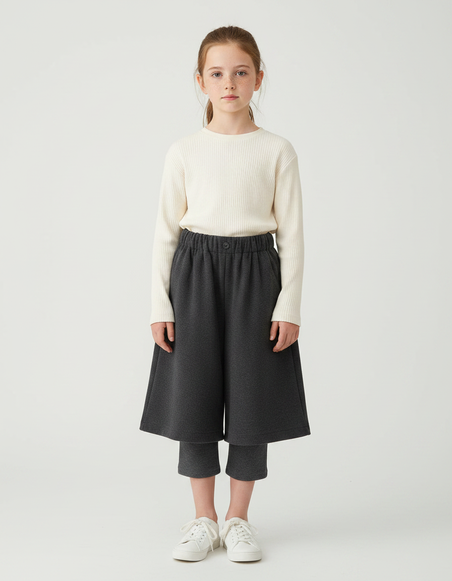 Pantalon Japonais Gris Foncé Ample Molletonné Enfant