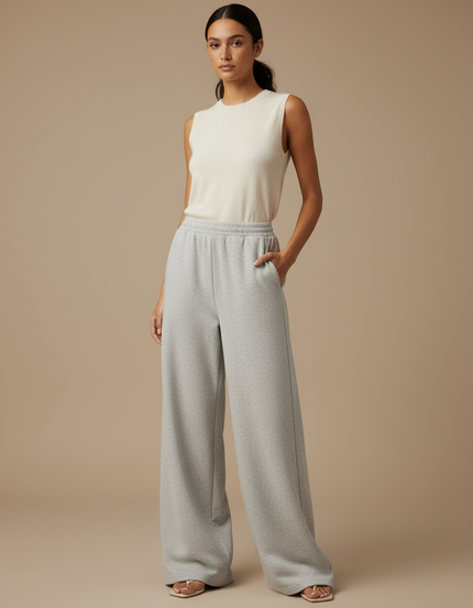Pantalon Japonais Large Gris Décontracté Confortable - Molleton