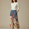 Pantalon Japonais Fleuri Ample Bohème Décontracté - Multicolore Lin