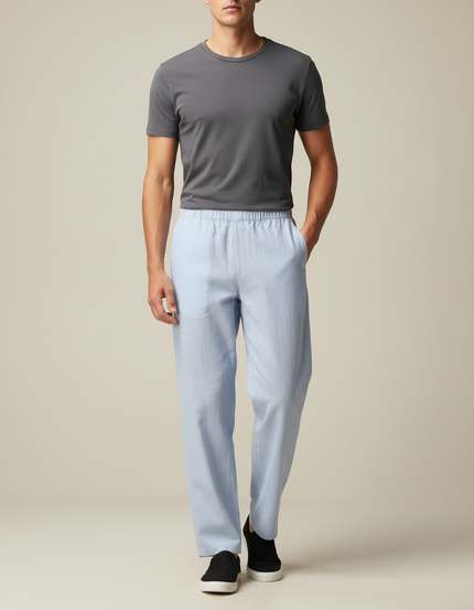 Pantalon Japonais Bleu Clair Ample Lin Décontracté Homme