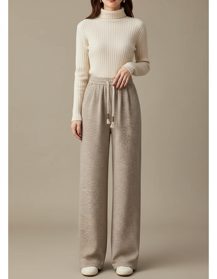 Pantalon Japonais Beige Ample Cordon Décontracté - Molleton