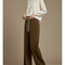 Pantalon Japonais Velours Côtelé Marron Ample Fluide Décontracté - Kaki