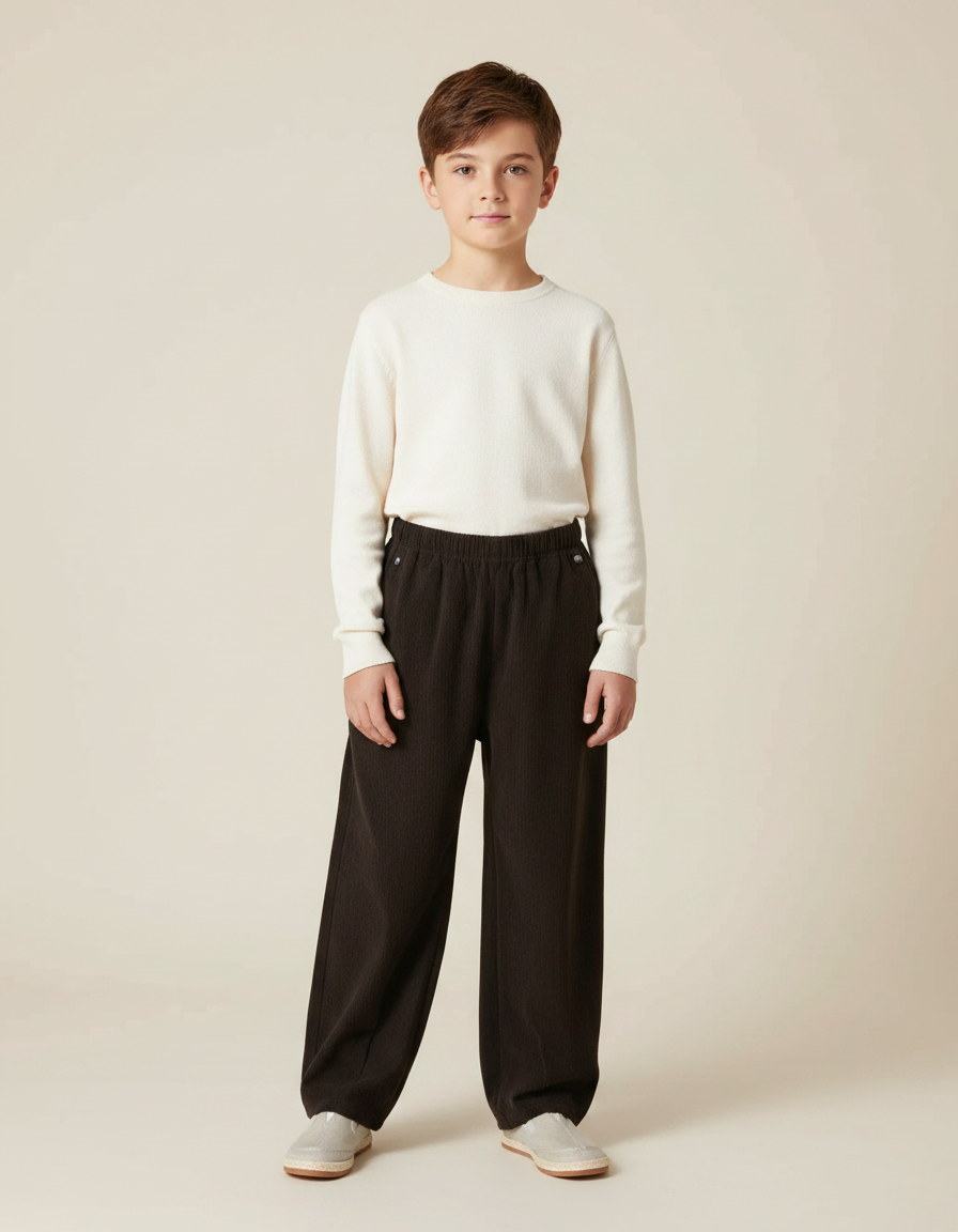 Pantalon Japonais Corduroy Marron Ample Confortable Enfant - Cordé