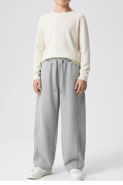 Pantalon Japonais Gris Ample Décontracté Enfant Coton - Molleton