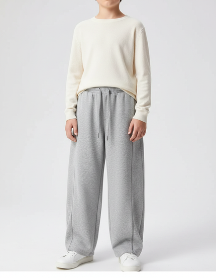 Pantalon Japonais Gris Ample Décontracté Enfant Coton - Molleton