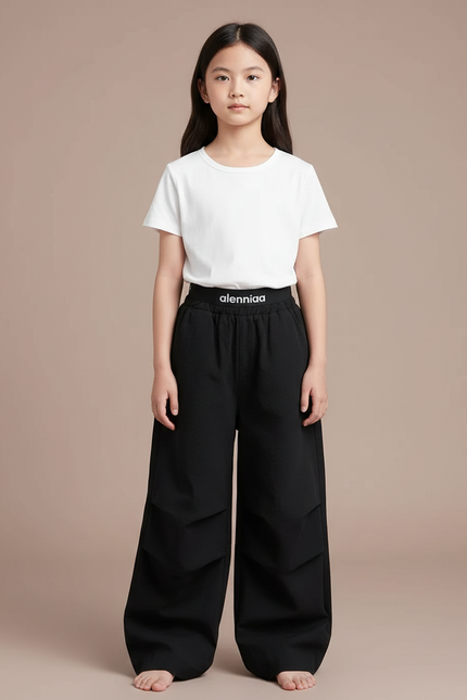 Pantalon Japonais Noir Ample Enfant Sport Cargo - Polyester