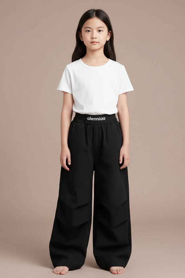 Pantalon Japonais Noir Ample Enfant Sport Cargo - Polyester