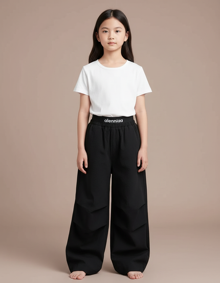 Pantalon Japonais Noir Ample Enfant Sport Cargo - Polyester
