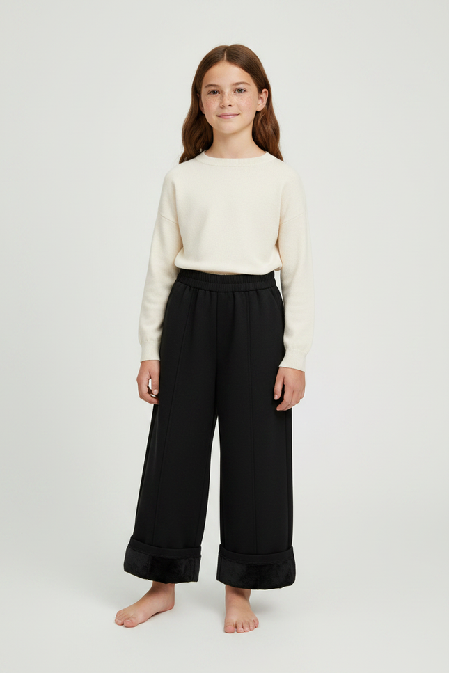 Pantalon Japonais Noir Large Doublé Polaire Enfant - Molleton