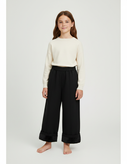 Pantalon Japonais Noir Large Doublé Polaire Enfant - Molleton