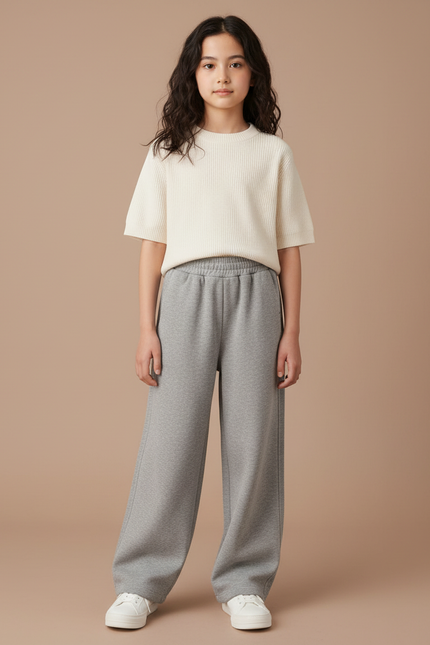 Pantalon Japonais Gris Ample Molletonné Confortable Enfant