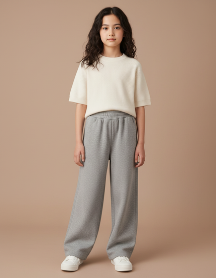 Pantalon Japonais Gris Ample Molletonné Confortable Enfant