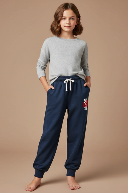 Pantalon Japonais Bleu Marine Bushido Coton Molletonné Décontracté