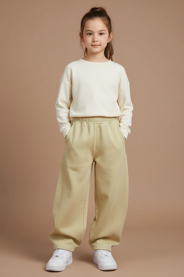 Pantalon Japonais Large Vert Ample Décontracté Enfant - Molleton