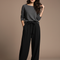 Pantalon Japonais Noir Fluide Ample Texturé Cordon - Viscose