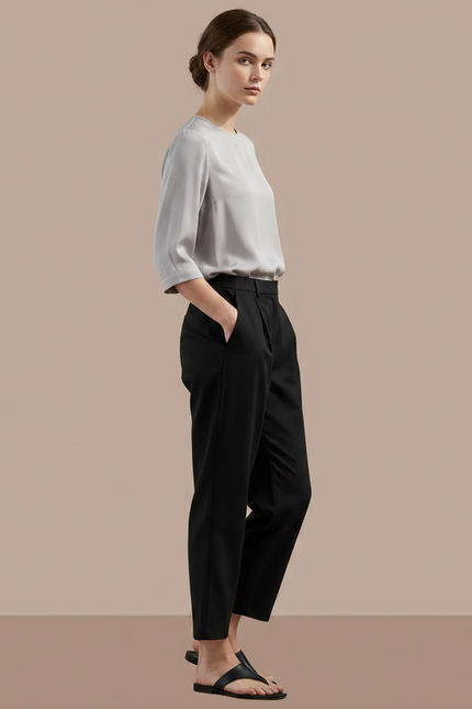 Pantalon Japonais Noir Ample Fluide Élégant Décontracté - Viscose