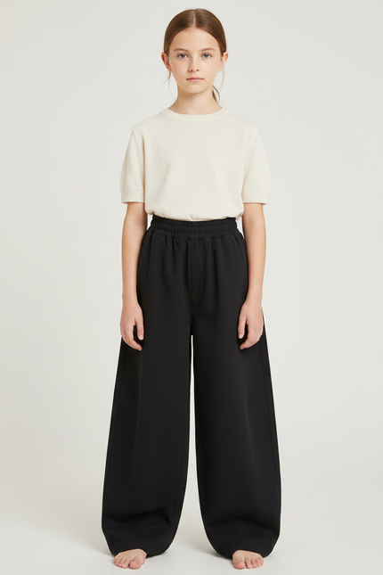 Pantalon Japonais Noir Ample Fluide Coton Enfant - Molleton
