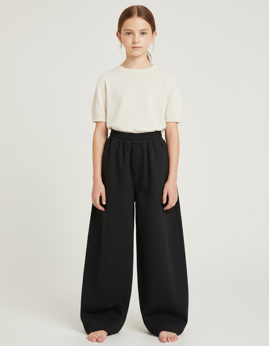 Pantalon Japonais Noir Ample Fluide Coton Enfant - Molleton