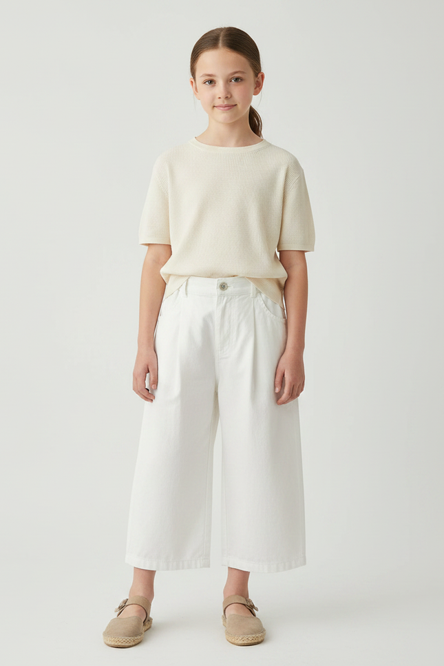 Pantalon Japonais Blanc Cassé Ample Coton Culotte