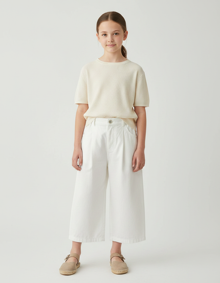 Pantalon Japonais Blanc Cassé Ample Coton Culotte