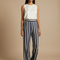 Pantalon Japonais Rayé Fluide Ample Décontracté Femme - Multicolore Maille