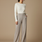 Pantalon Japonais Beige Droit Taille Haute Épais Décontracté - Maille