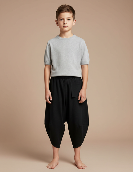 Pantalon Japonais Noir Ample Harem Coton Garçon