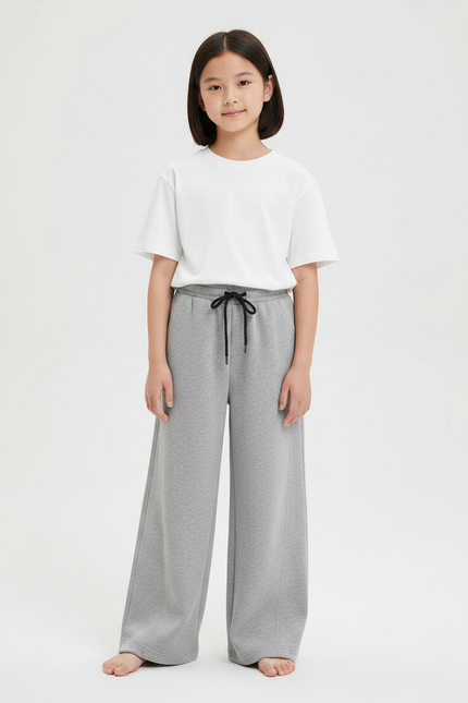 Pantalon Japonais Gris Ample Coton Enfant Sport - Molleton