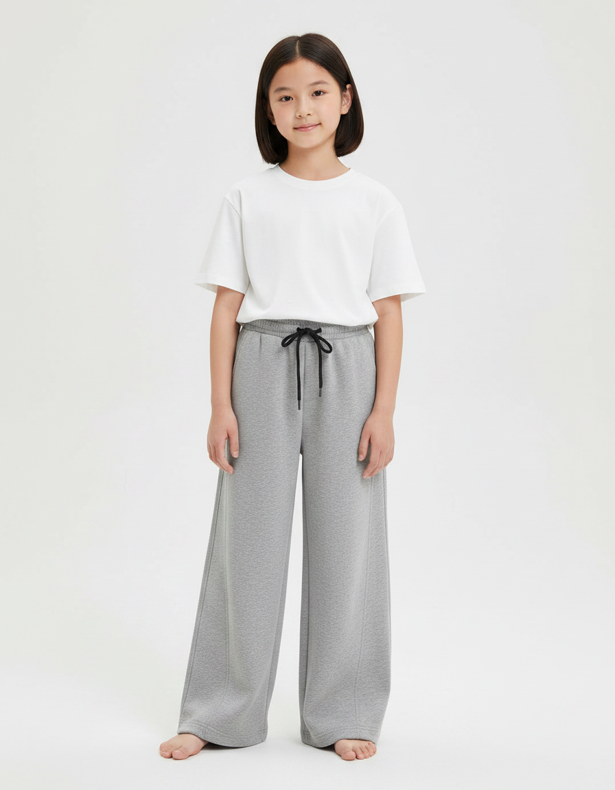 Pantalon Japonais Gris Ample Coton Enfant Sport - Molleton