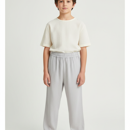 Pantalon Japonais Gris Ample Lin Enfant