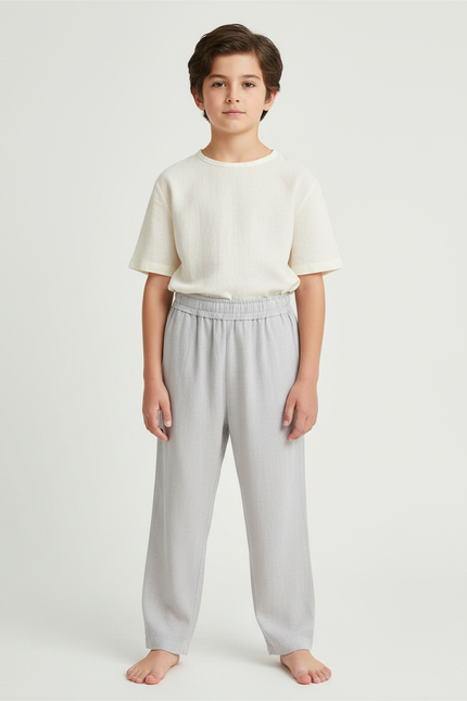 Pantalon Japonais Gris Ample Lin Enfant
